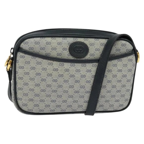 GUCCI Micro GG Supreme Shoulder Bag PVC Navy Gold 007 904 0095 Auth ep9748 - Picture 1 of 16